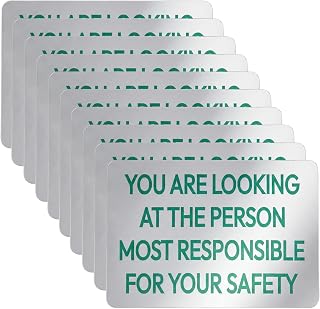 ForraFun 10 Pcs/Pack Safety Mirror Decal Sticker Label You are Looking at The Person Most Responsible for Your Safety Mirror Glass Decal 3.5" x 5" Polyester, Strong Adhesive Weatherproof Sticker