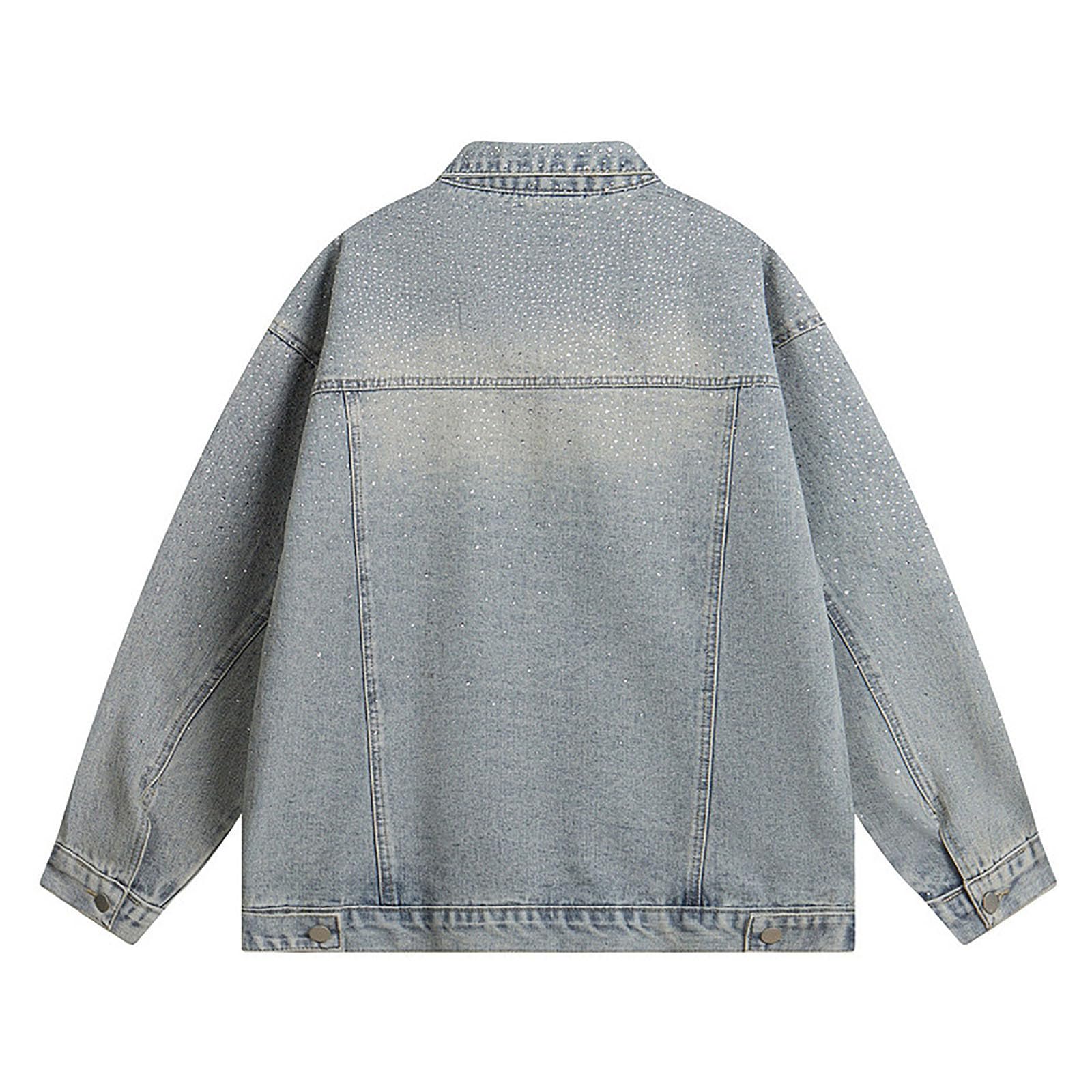 Chaqueta vaquera para hombre, chaqueta vaquera, chaqueta de entretiempo, primavera y otoño, abrigo vaquero desgastado, chaqueta vintage para hombre, chaqueta clásica denim cargo abrigo holgado
