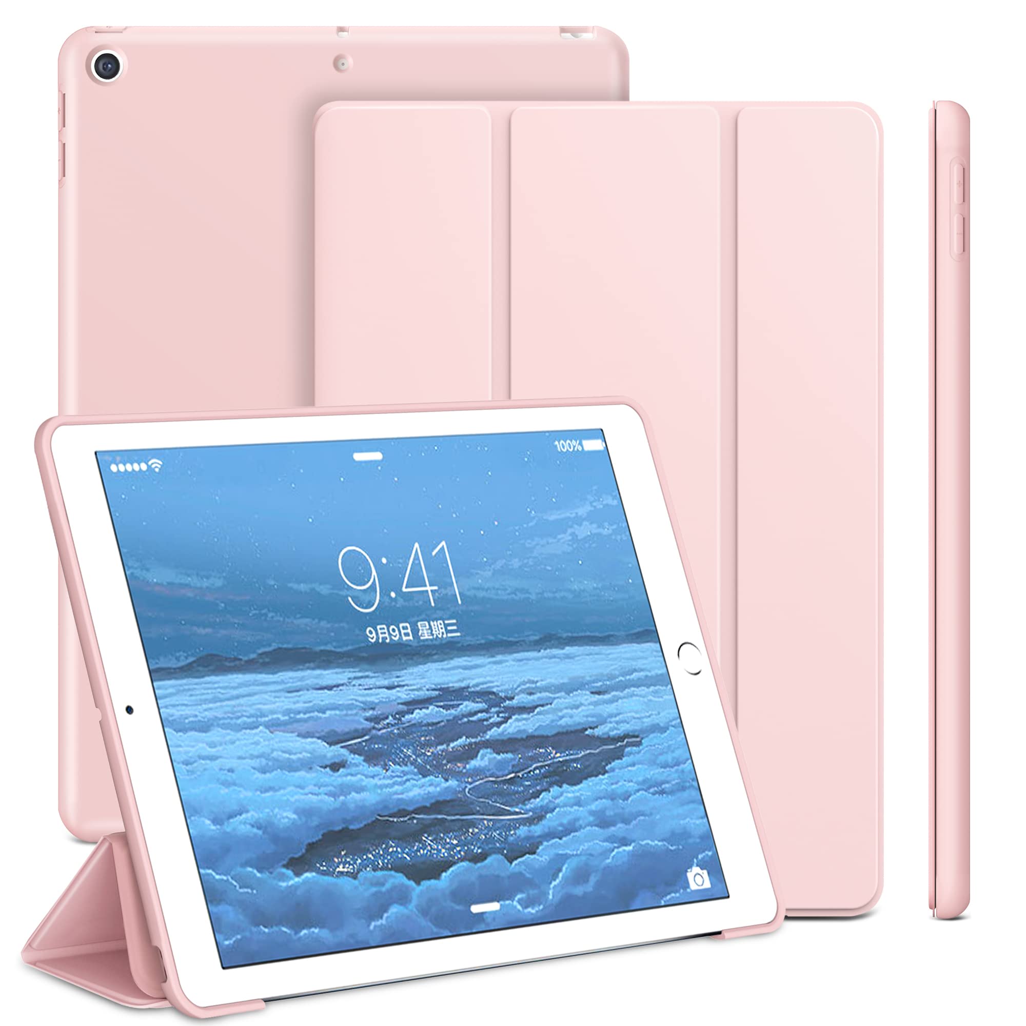 ProtUTab Case Compatible with iPad 9th Generation, Auto Wake&Sleep Slim Trifold Stand Case Compatible with iPad 9th Generation & iPad 8th Generation (