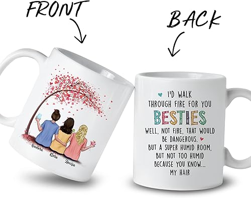 Miniatura 68 de Gossby Taza personalizada para mejor amiga, regalo personalizado para mujeres con diseños, nombres, cumpleaños, regalo de taza de Navidad para 4