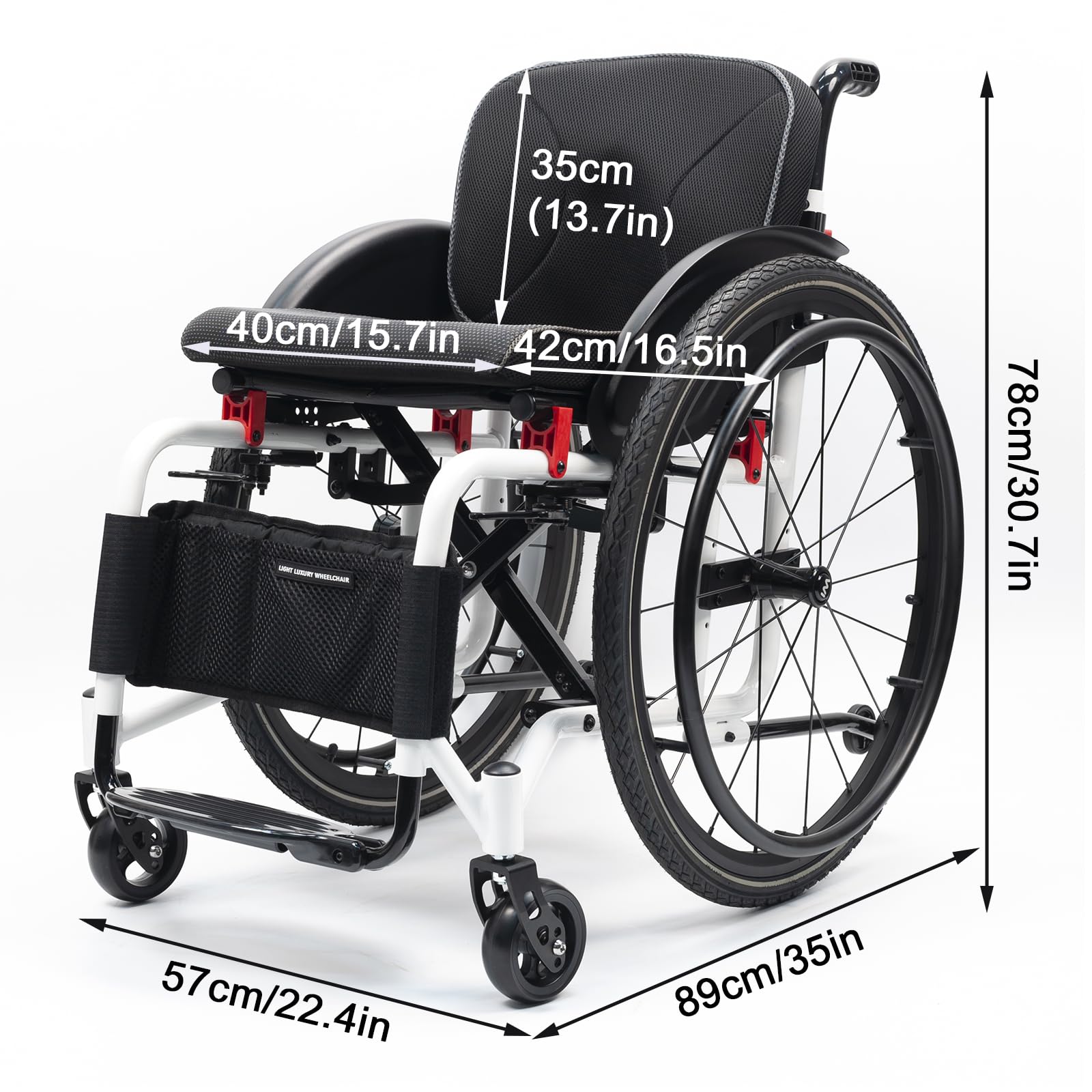 Silla de ruedas deportiva ultraligera, plegable, todo terreno, autopropulsada, manual con antivuelco, aleación de aluminio, ruedas traseras de 24 pulgadas, silla de ruedas de transporte