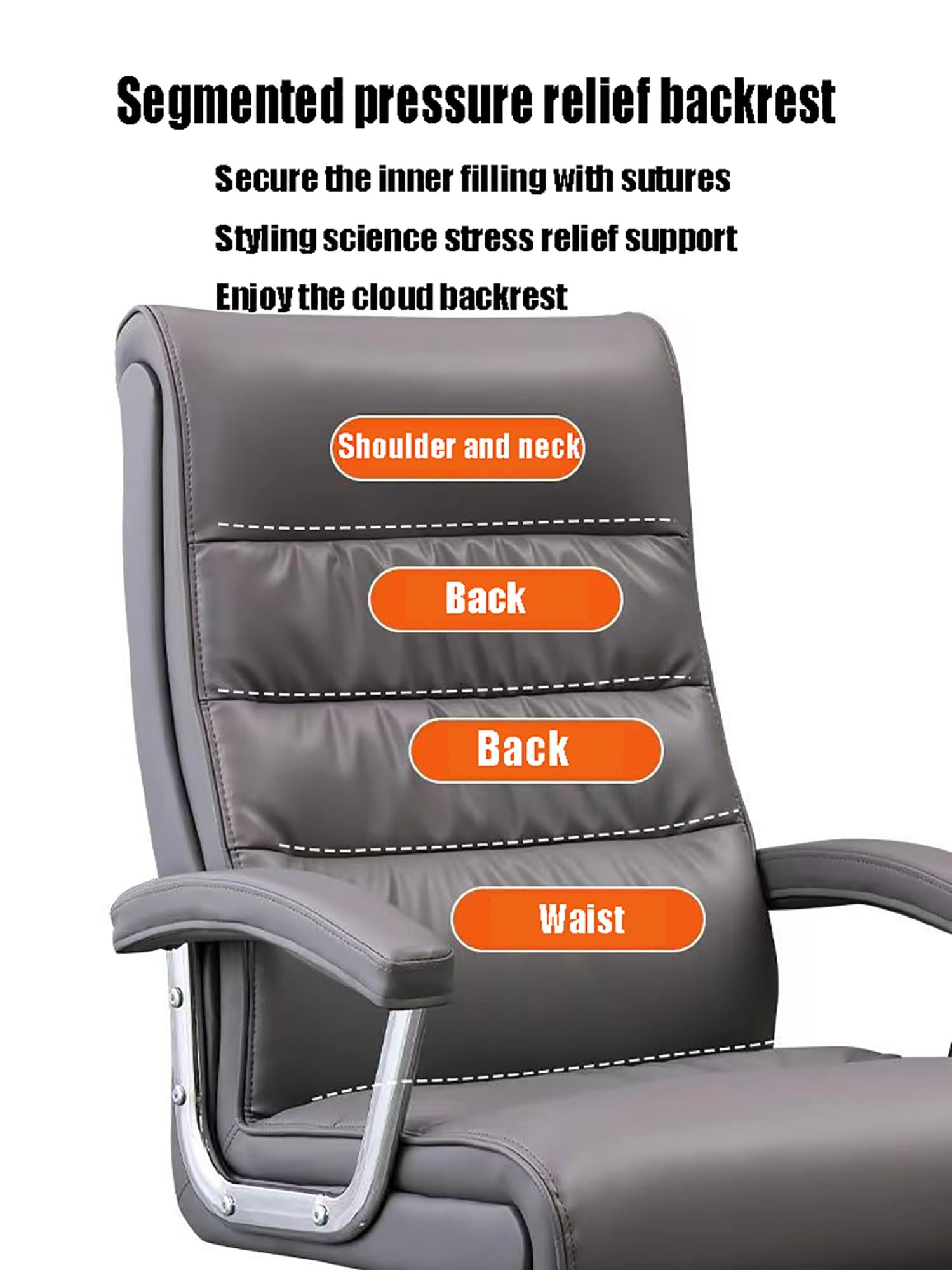 Sedia da ufficio ergonomica, sedia da ufficio direzionale in vera pelle, moderna, alla moda, reclinabile, comoda, sedia girevole regolabile in altezza per computer e uffi(Black-First layer of cowhide)