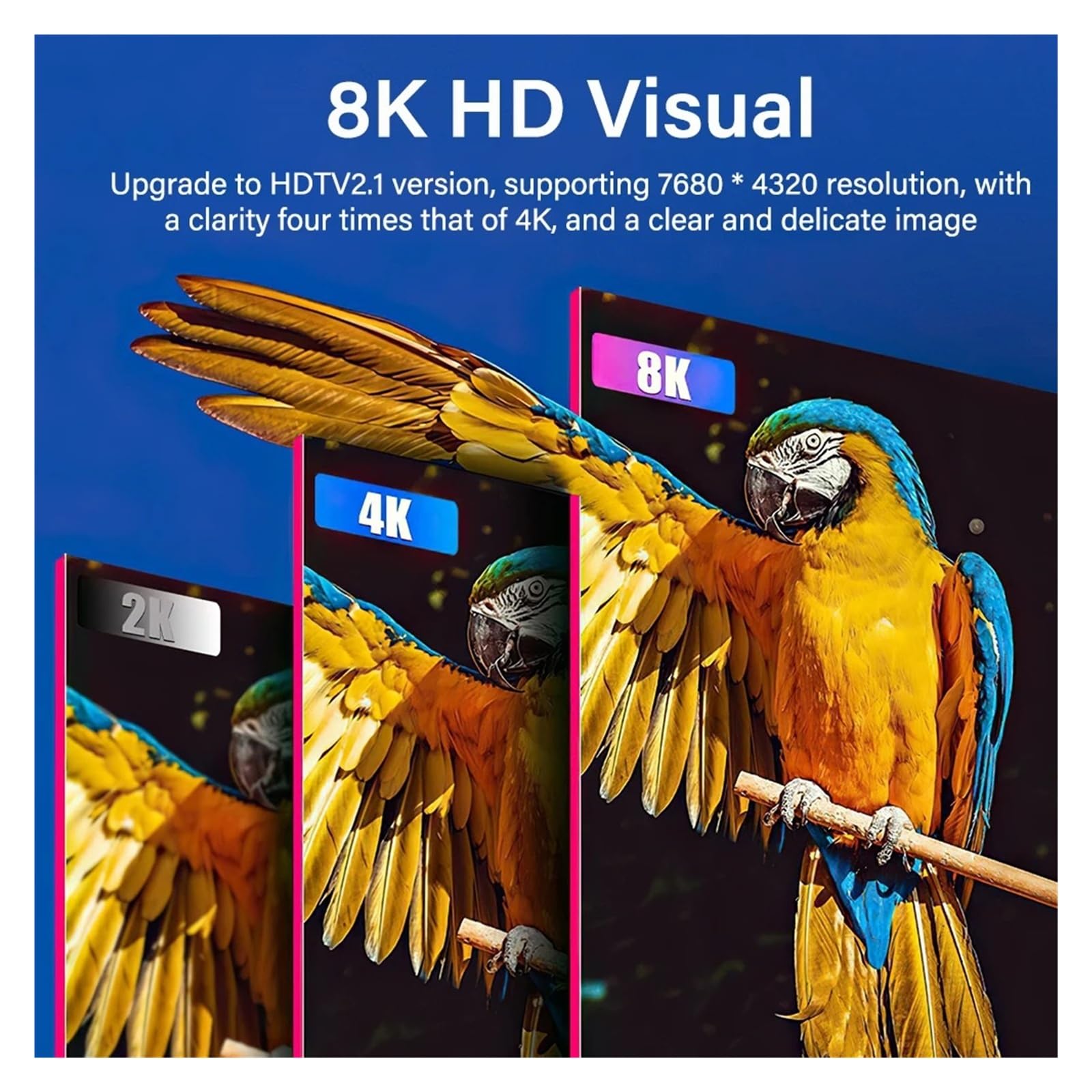 Câble HDMI 2.1 8K 120 Hz (4K, HDR, EARC, 1M/2M/3M/5M) Fonctionne For HDTV/Box/projecteur/PS4(3m)