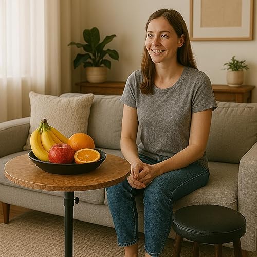 Miniatura 7 de Mesa de bar de 15.75 pulgadas, pequeña, redonda, altura ajustable, 22.64-33.46 pulgadas, mesa auxiliar multifuncional para pub, bar, comedor,