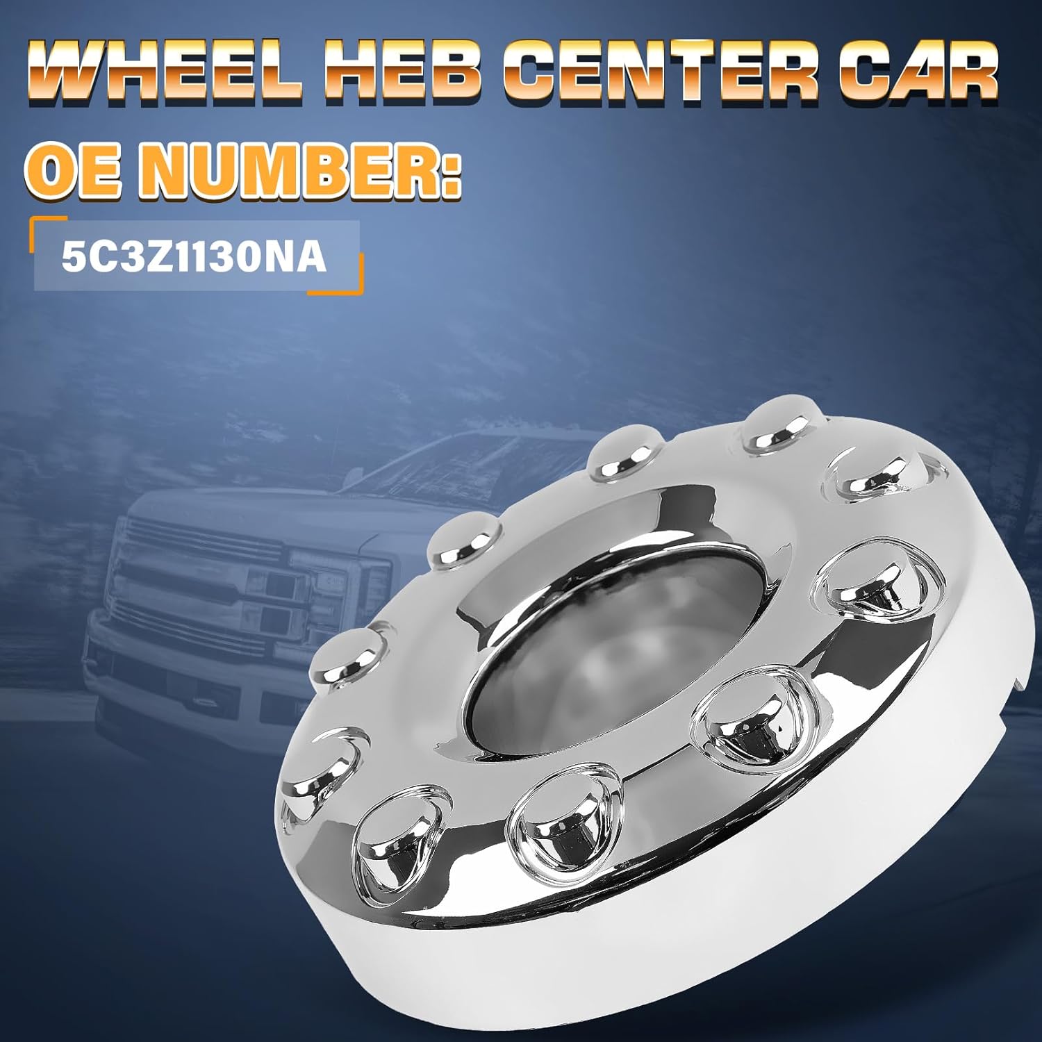 10-Lug Front Car Wheel Hub Center Caps Compatible with Ford F-450 Super Duty 2005-2017, Ford F-550 Super Duty 2005-2017 Replace OE Number 5C3Z1130NA