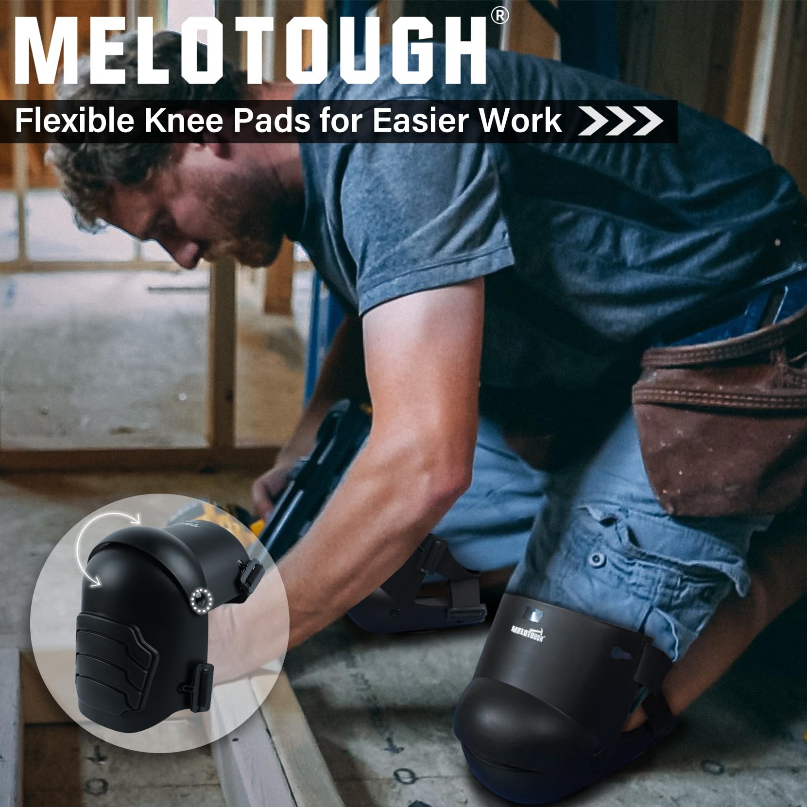CAT Soft Knee Pads For Work Protection, Secure Elastic Straps, Secure, Construction, Floor Jobs, Gardening, Job Site, One Pair - 980746ECT - View #11