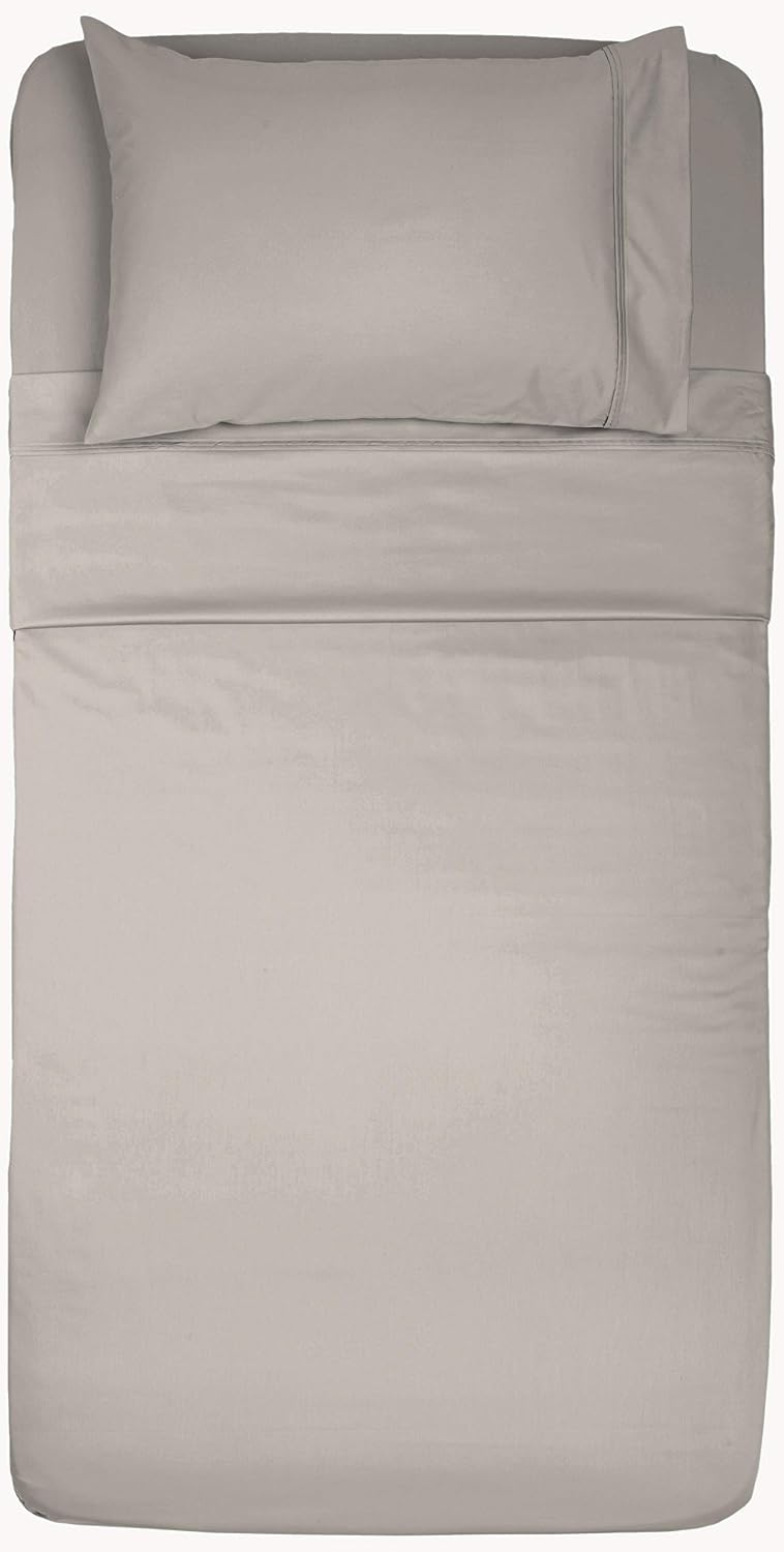 Amazon Basics 400 Thread Count Sheet Set, Full, Stone Grey