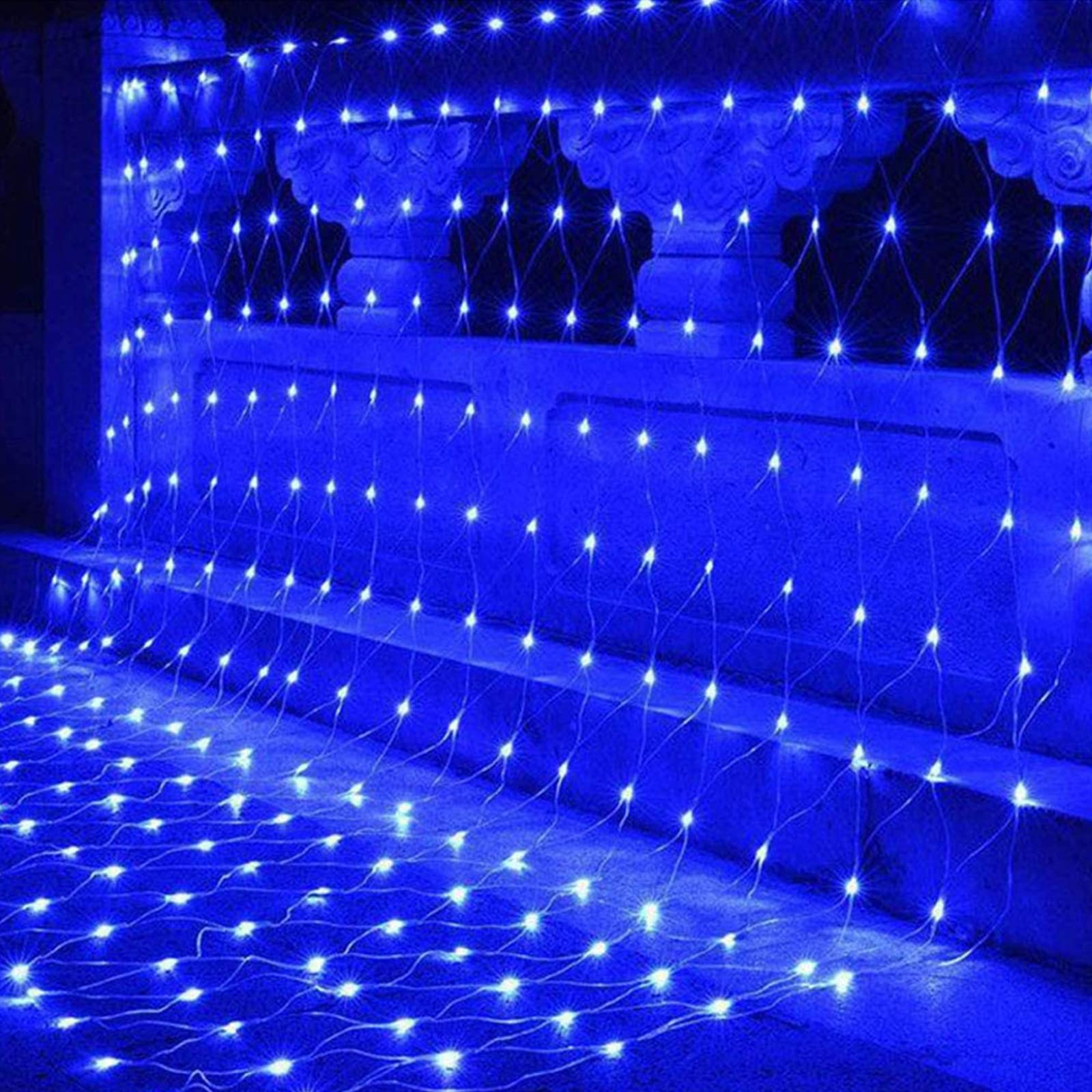 Łańcuch świetlny 8 x 10 m, 2600LED, zewnętrzna siatka świetlna, 8 trybów, zewnętrzna wodoodporna IP44, do sypialni, na Boże Narodzenie, balkon, na imprezę, na balkon, balkon, niebieskie