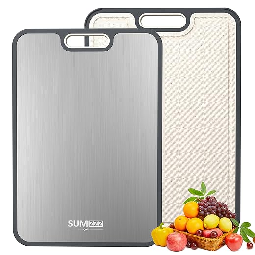 Titanium Cutting Board for Kitchen, Cutting Board Double Sided Food Grade, Pure Titanium/PP, Easy to Clean Large Size 16”×11”