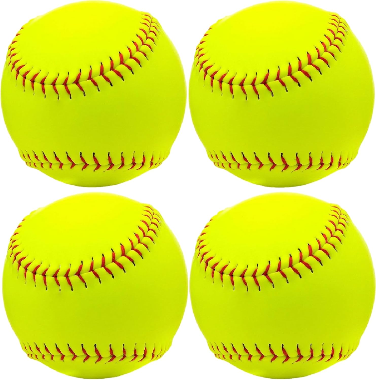 Rarapop Sports Fastpitch Softballs, Official Size and Weight Practice Softball, Unmarked & Leather Covered Training Ball for Games, Practice and Training(Yellow, 12 Inch)