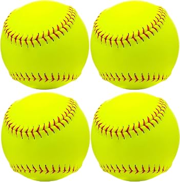 Rarapop Sports Fastpitch Softballs, Official Size and Weight Practice Softball, Unmarked & Leather Covered Training Ball for Games, Practice and TrainingYellow, 12 Inch