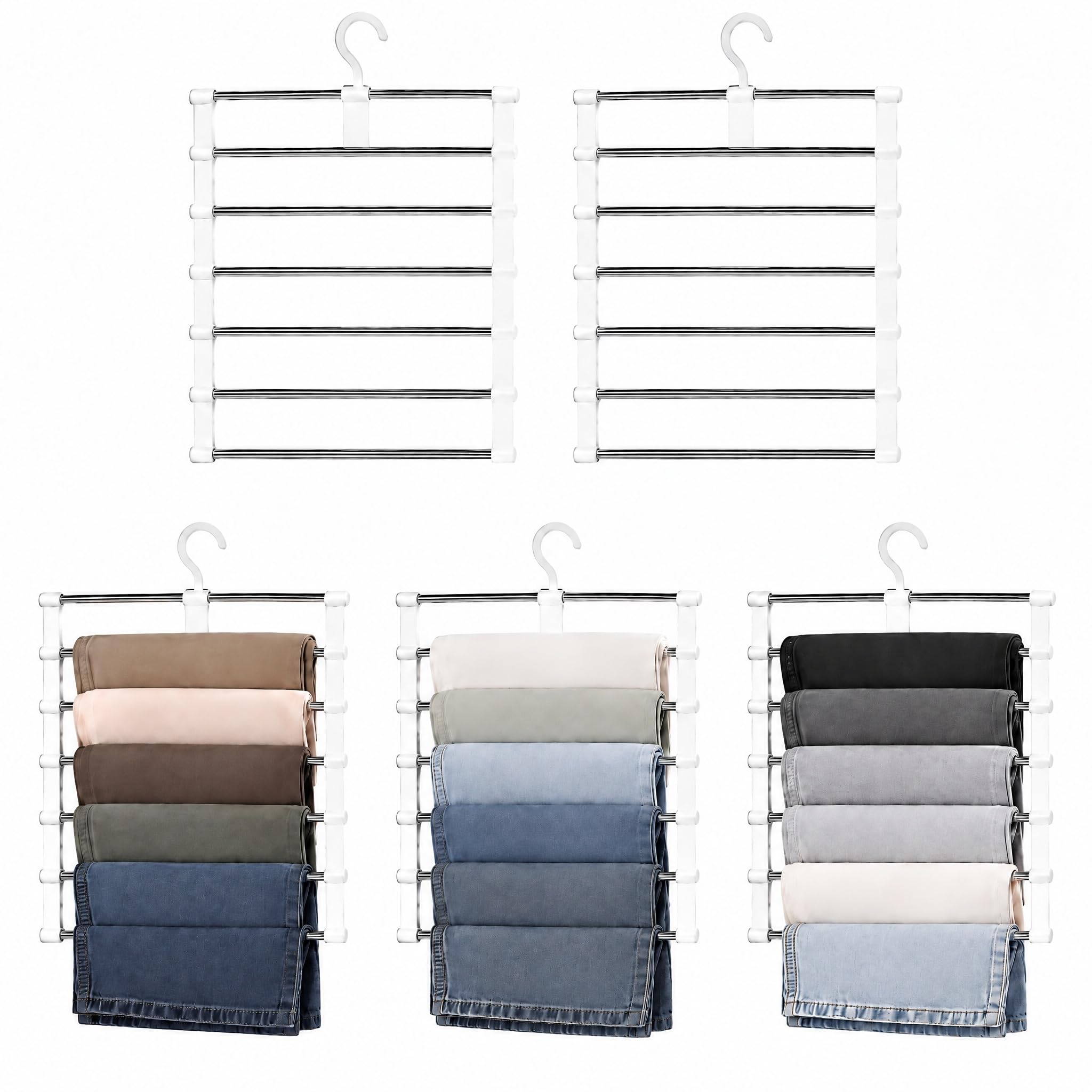 Trouser Hangers Space Saving 5 Pack Multifunctional Wardrobe Organizer