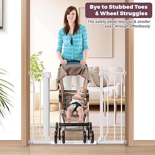 Miniatura 7 de Puerta para bebé sin taladrar, puerta para perros de 29 a 40 pulgadas con cierre automático para puertas y escaleras, puerta ajustable montada a