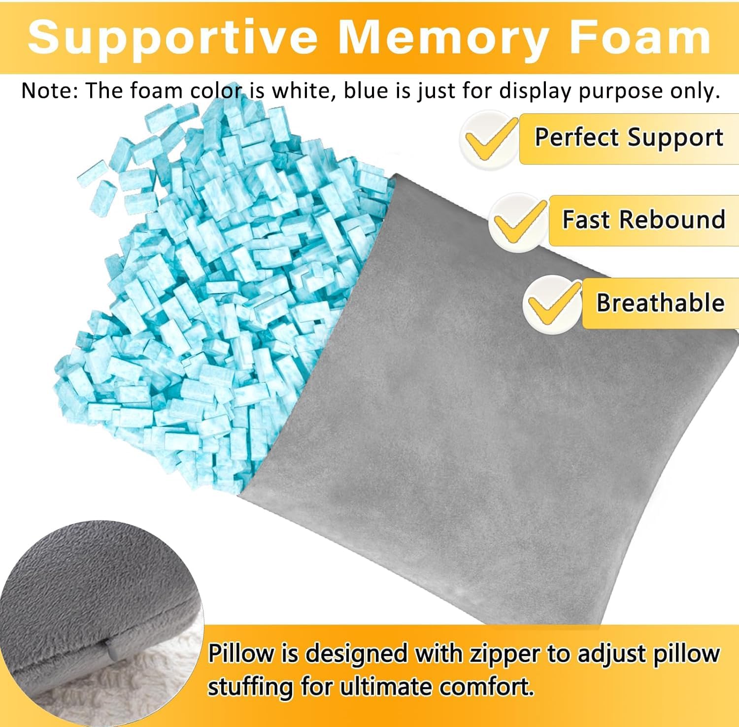 2 Pack Small Pillow, Memory Foam Mini Pillow 11 X 7 Inches for Travel, Sleeping, Nap and Neck, Knee, Lumbar Support, Tiny Cushion for Pet, Dogs (Grey) - Image 2