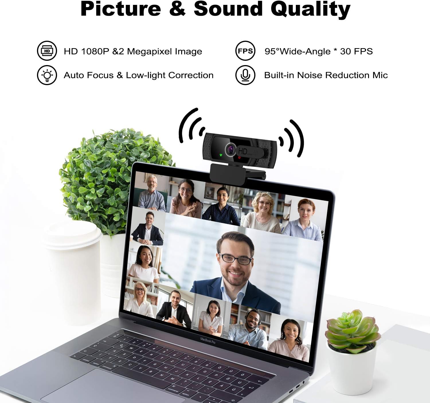 One-Day Sale: Up to 50% Off 1080P HD Webcam with Privacy Cover & Tripod,Desktop Laptop Computer Webcam with USB & Built in Noise Reduction Microphone, 360° Rotation, Plug & Play, for Mac OS, Windows