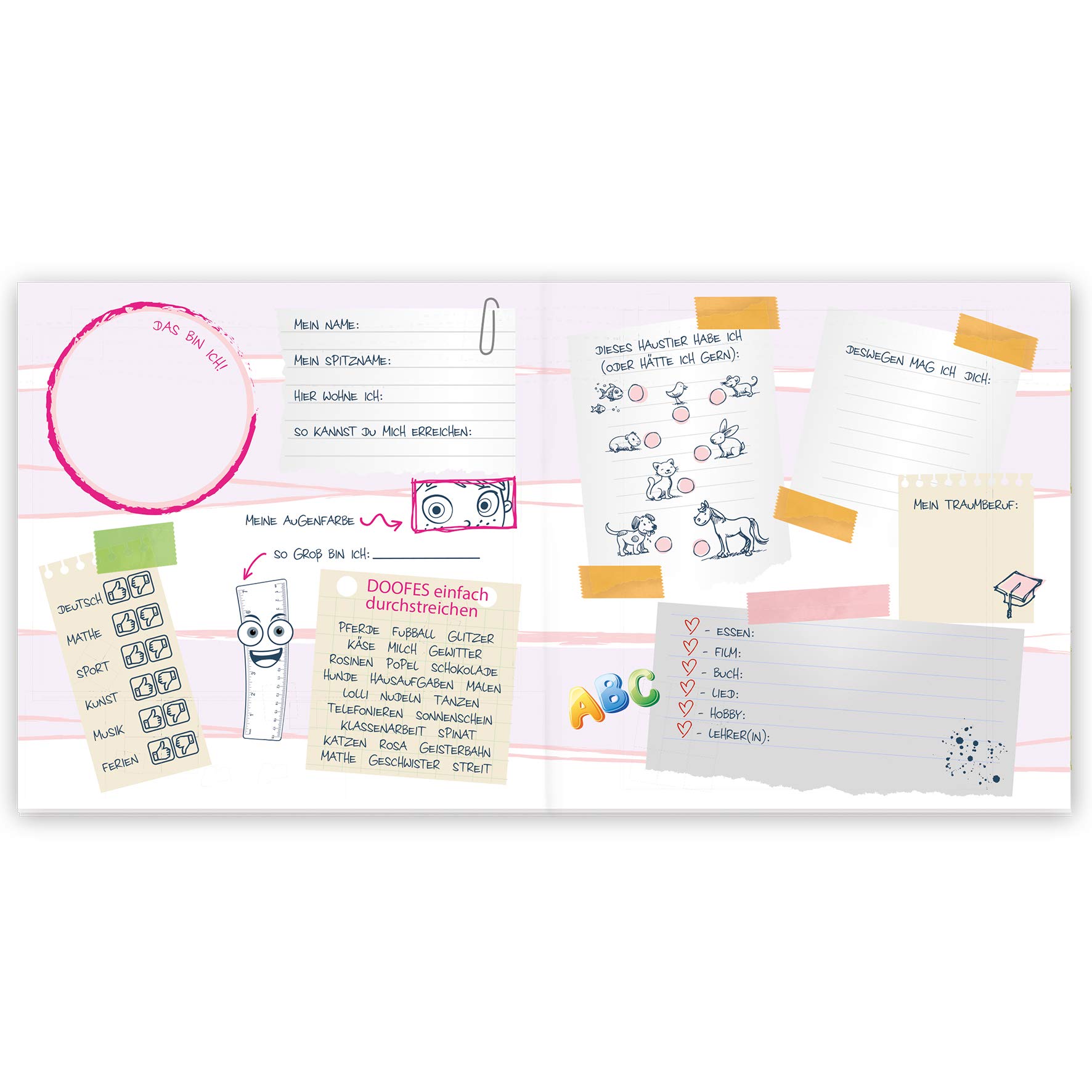 ROTH Unicorn Portrait Friendship Book - 64 Pages 16.5 x 16.5 cm - Memory Album Unicorn in Pink