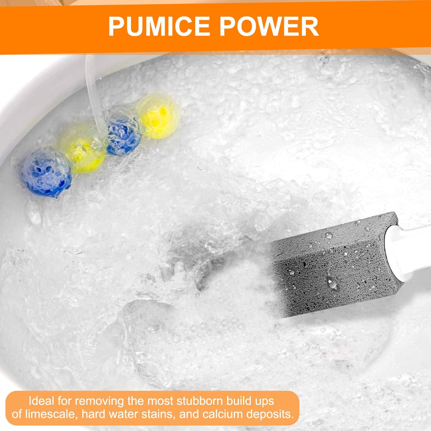 Pumice Stone Toilet Bowl Cleaner with Extra Long Handle Pumice Stone for Toilet Cleaning, Remove Limescale, Hard Water Rings, Calcium Buildup, 2 Pack (2) 2