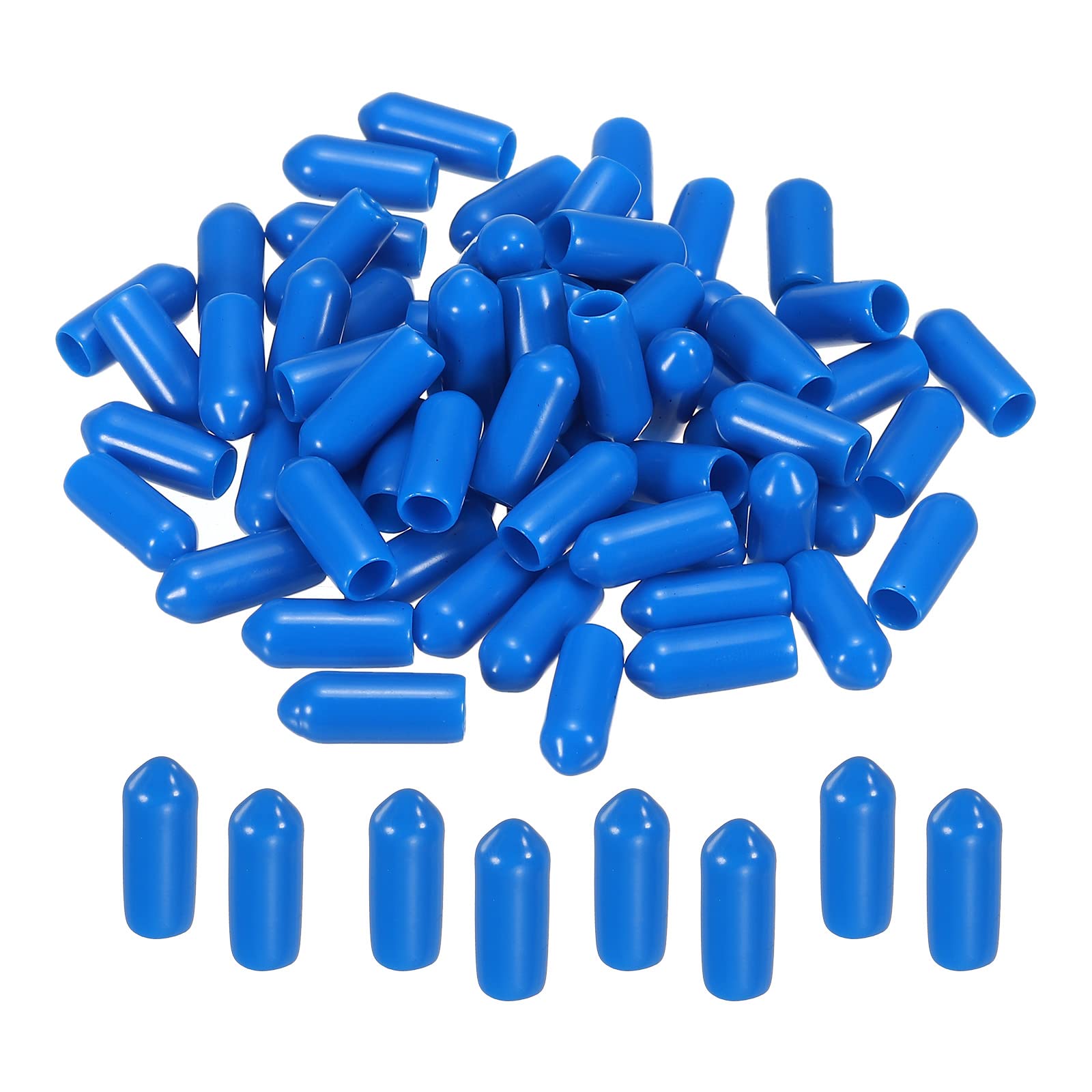 MECCANIXITY 50pcs Rubber End Caps Cover 3/16 inch Vinyl Screw Thread Protector Round PVC Vacuum Caps for Screw Bolt Pipe, Blue