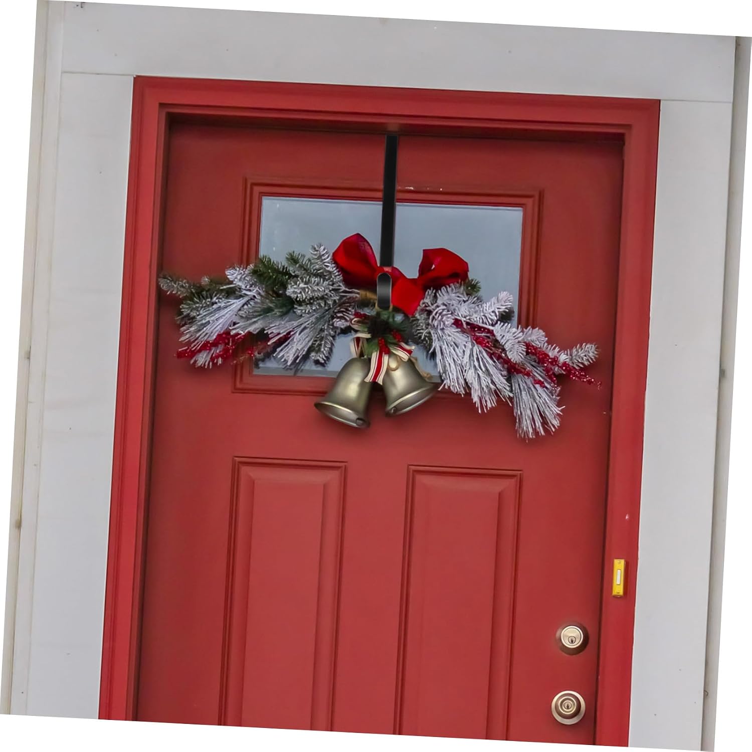 NUOBESTY Double-Sided Christmas Wreath Hanger Over The Door, Front Door Garland Hook, Heavy-Duty Metal Door-Backed Holiday Decor Hanger for Christmas Wreaths and Garlands