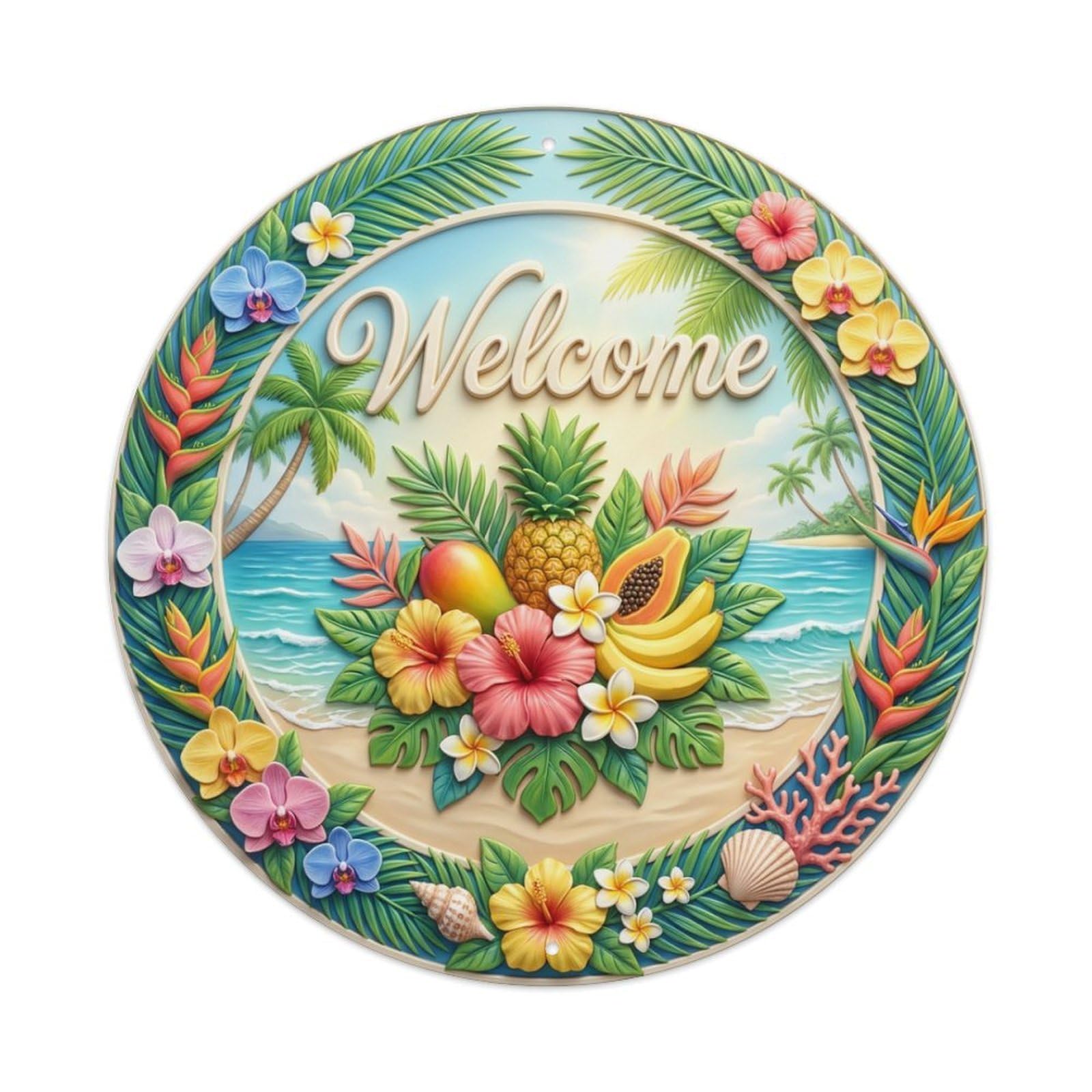 Metal Tin Sign Tropical Essence Welcome Pure Paradise