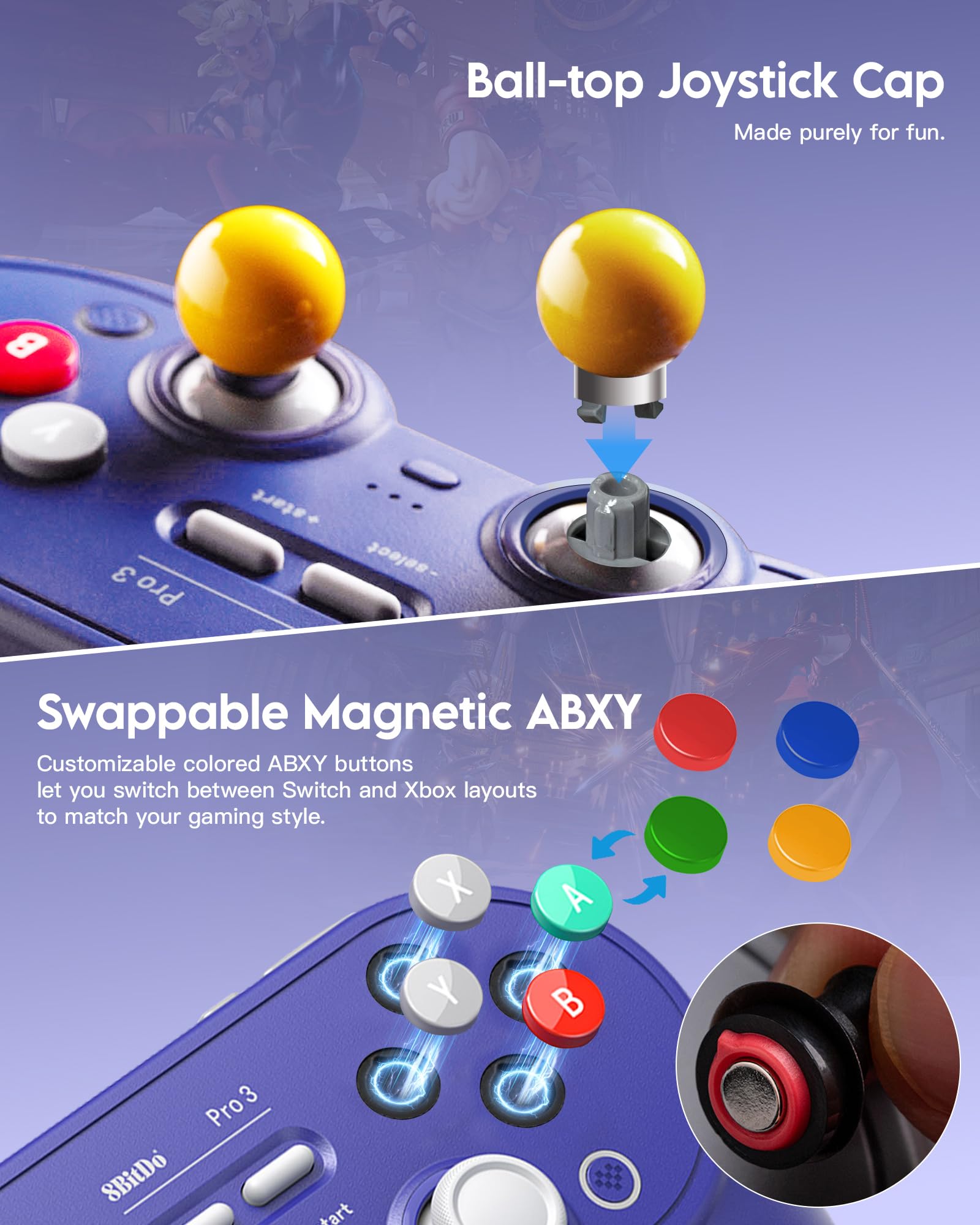 【未使用】8BitDo Pro 3 セット & USB アダプター2個 8BitDo 8BitDo Pro 3 Bluetooth Gray 無線 有線 ゲームコントローラー
