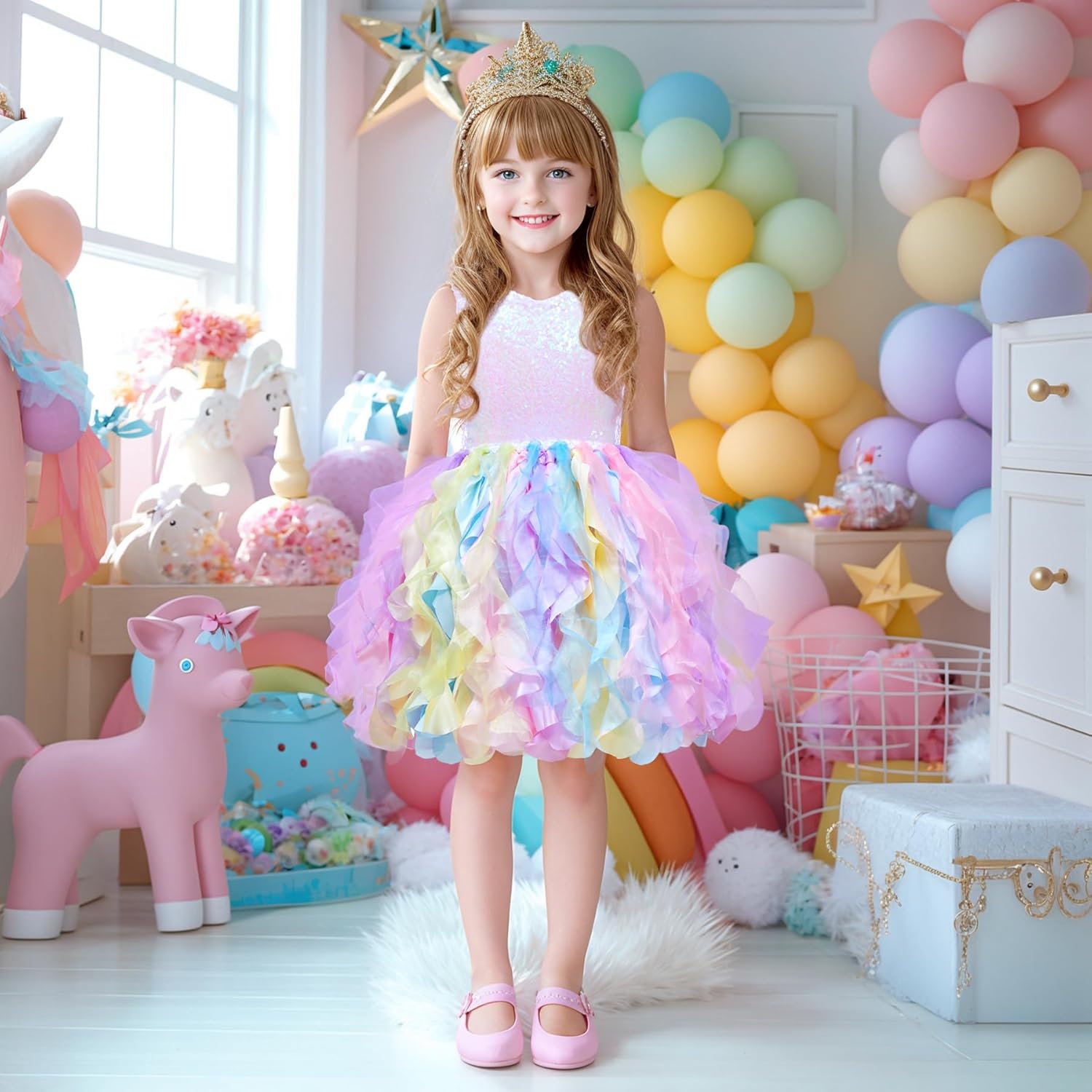 Tutu Dress for Girls Sparkly Sequin Tulle Princess Birthday Party Dress for Toddler Girls Prom Sneaker Ball Gown - Image 2