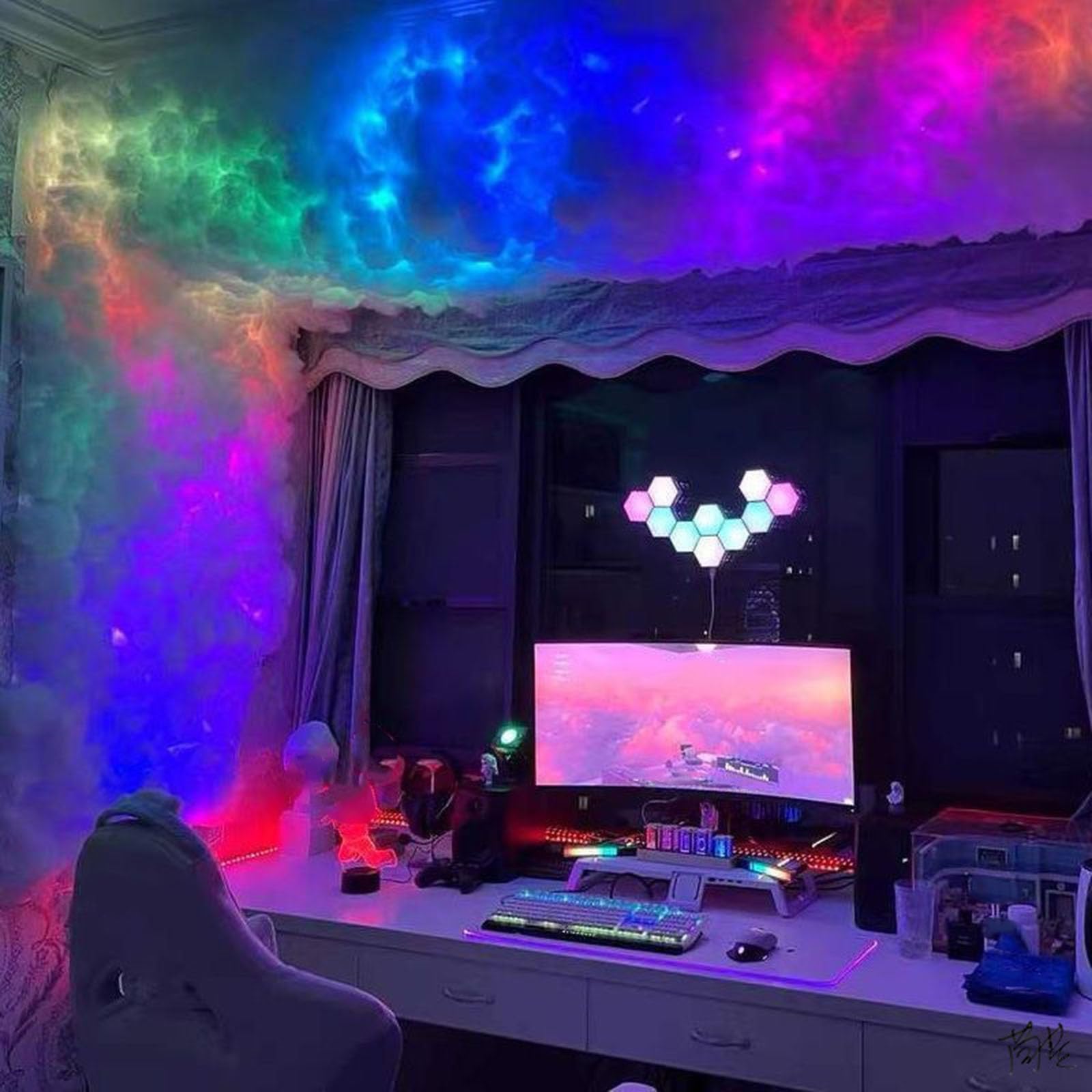 DISHENGZHEN Thunder Cloud Light for Ceiling, 3D Thundercloud LED Light Cotton Lightning Cloud, APP Control, DIY Dynamic Effects, Suitable for Gaming Room Club 10m