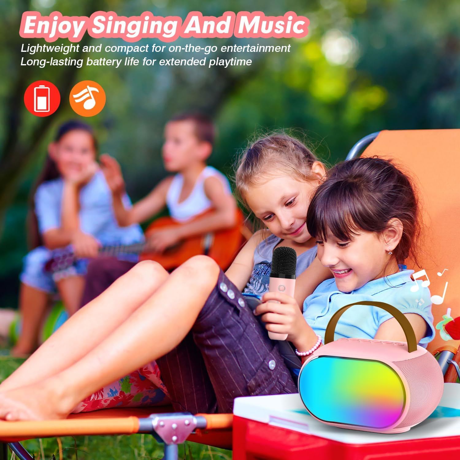 Kids Karaoke Microphone Machine with Dual Drivers, Toys for 3, 4, 5, 6, 7, 8, 9, 10, 11, 12+ Kids, Christmas Birthday Gift for 3-12 Years Old Girls Boy Teens Adults Toddlers Party (Pink) - Image 8