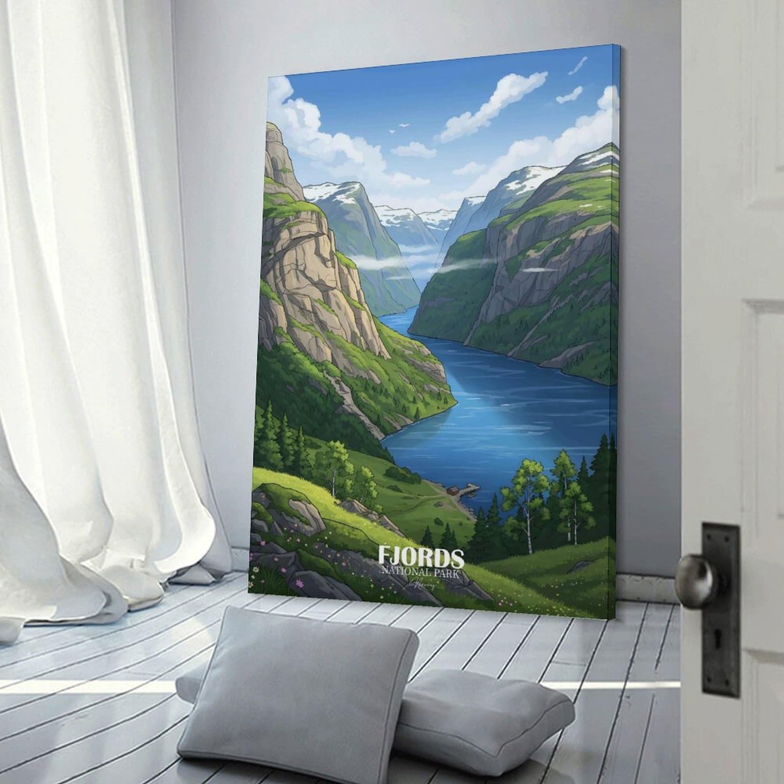 Junmoney Fjords National Park Landscape Norway Room Decor Wall Art, 08x12inch(20x30cm), for Office, Study Or Home Workspace, A Smart Decor Choice for Study Walls