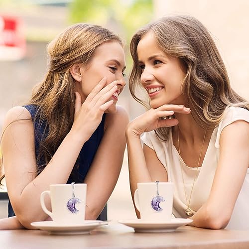 Miniatura 6 de Infusor de té, colador de té, difusor de té para té suelto, amatista, árbol de la vida, envuelto en alambre, colgante de luna creciente envuelto en