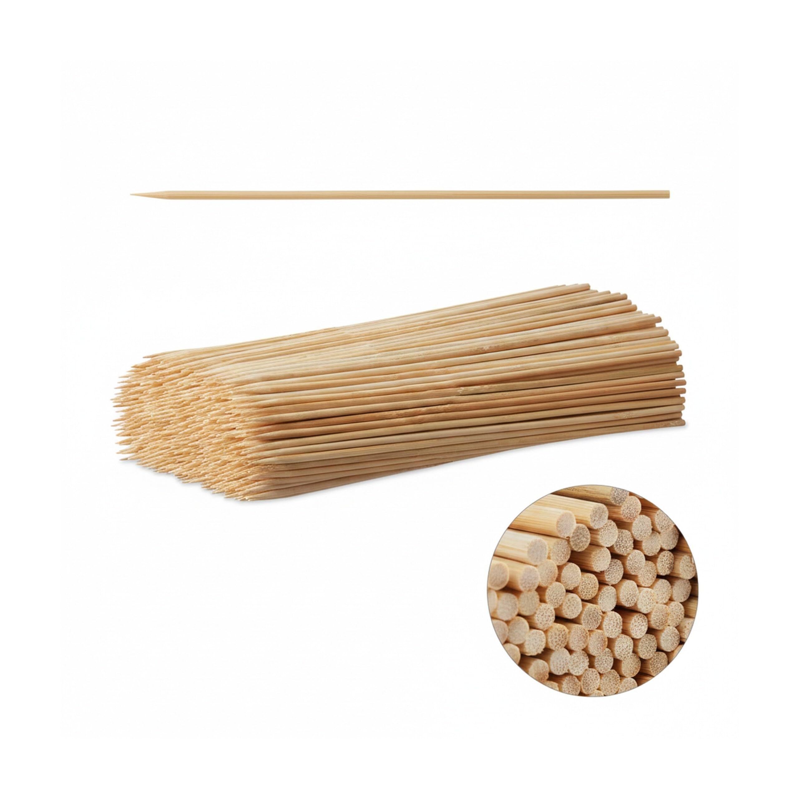 Relaxdays Piques bois, lot de 500 brochettes barbecue, bambou, bricolage, 30 cm de long, 4 mm de large, pratique, nature