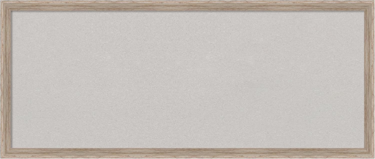 Amanti Art Grey Cork Board for Wall (31 x 13) Bulletin Board with Hardwood Wedge White Wash White Wood Frame, Medium Cork Board for Office, Country Rustic Corkboard for Wall, Pin Board from WI, USA