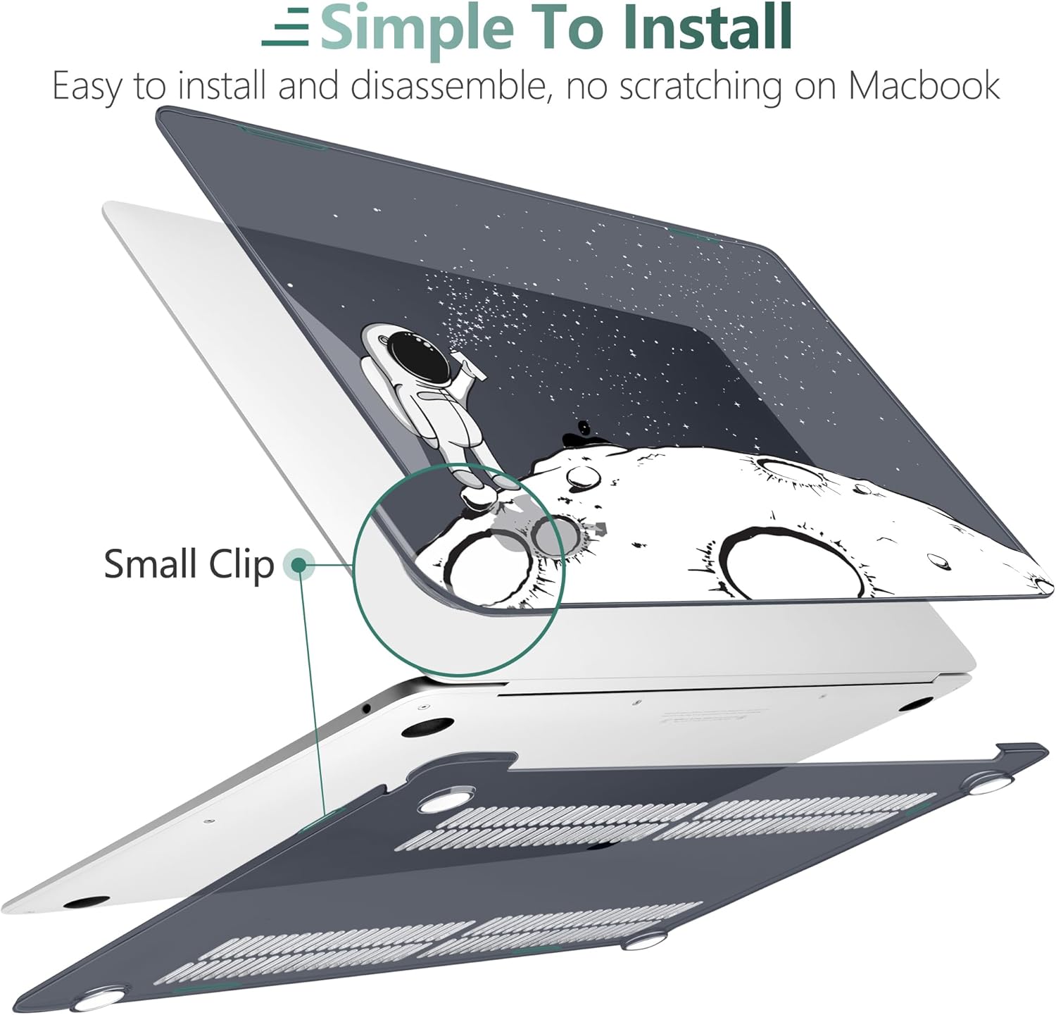 DONGKE Compatible with MacBook Air 13 inch Case 2021 2020 2019 2018 Release A2337 M1 A2179 A1932 with Retina Display & Touch ID, Plastic Hard Shell & Keyboard Cover - Astronaut - Image 4