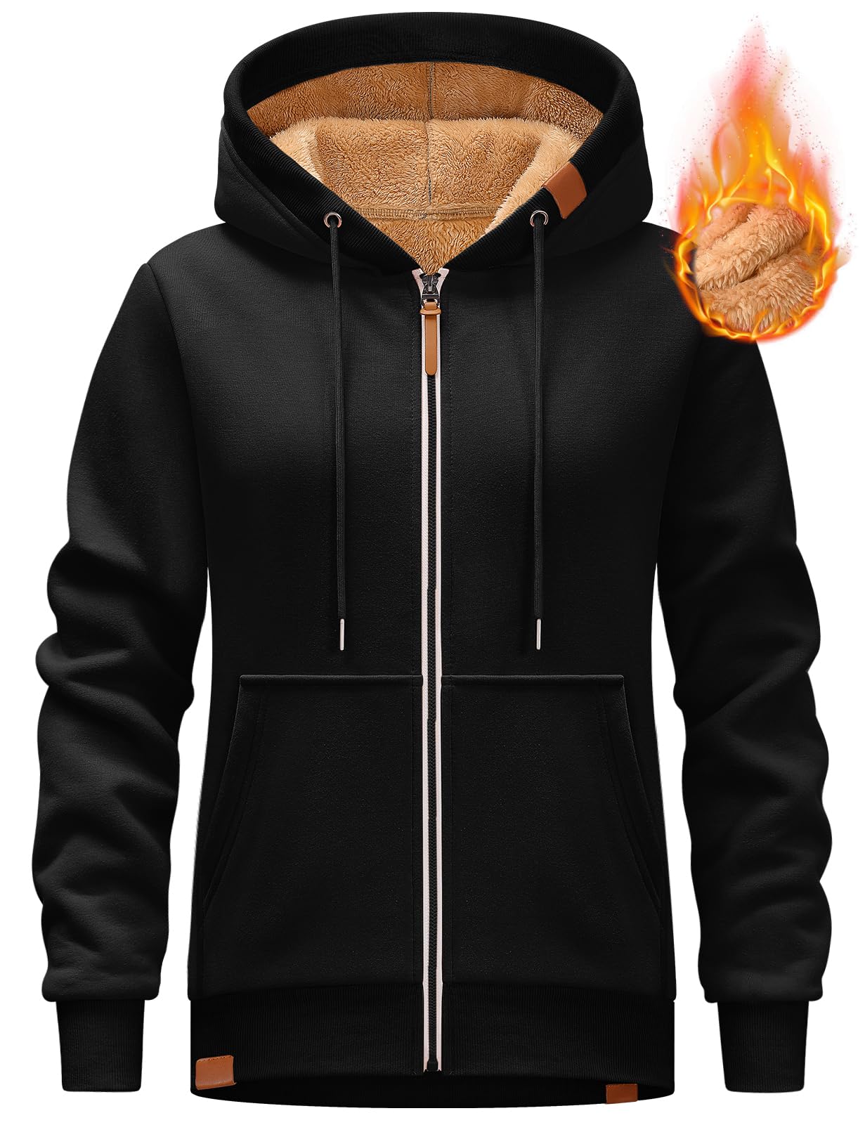 Lonya Veste Polaire Femme Sweat à Capuche Zippée Manches Longues Manteaux Femme Sweat Pull Hoodie Sherpa Sweatshirt Blouson Automne avec Poches Doublé Polaire Hiver Chaud Outerwear