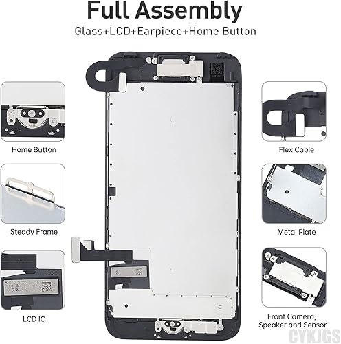 Miniatura 2 de Para iPhone 7 Reemplazo de pantalla con botón de inicio 4.7 "Negro, pantalla LCD táctil 3D digitalizador montaje completo con herramientas de