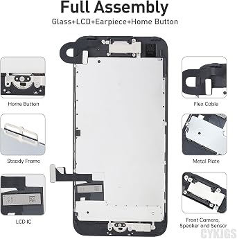 for iPhone 7 Screen Replacement with Home Button 4.7 Black LCD