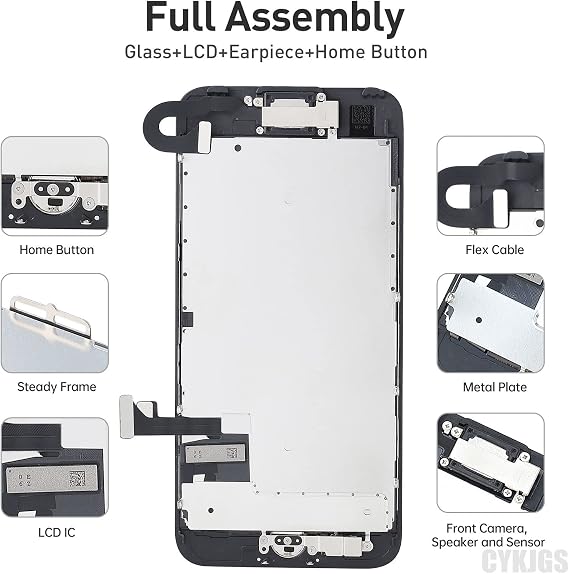 for iPhone 7 Screen Replacement with Home Button 4.7 Black LCD
