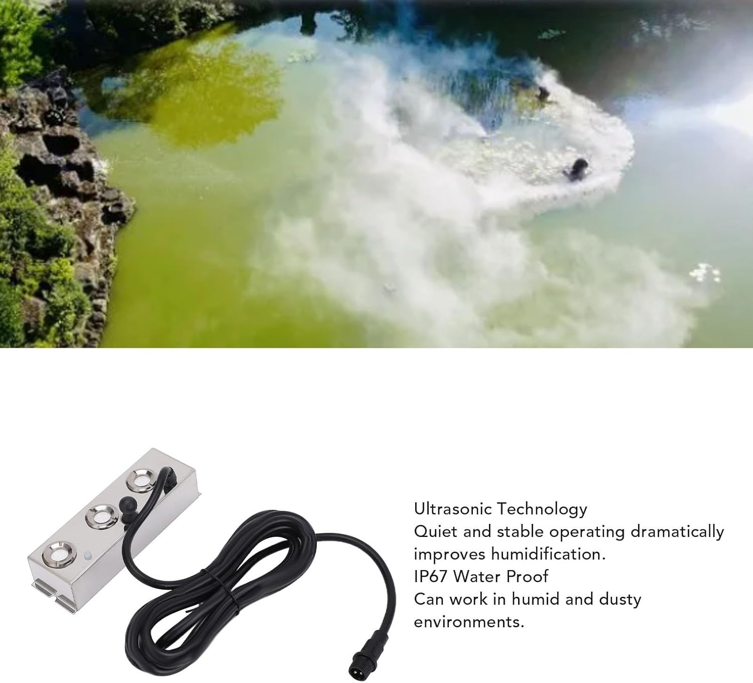 Ultrasonic Mist Maker Fogger, 3 Head 4500ml / H Ultrasonic Fogger Humidifier, Ultrasonic Mister for Pond, Rockery, Halloween, Garden Landscape,Vegetable Preservation