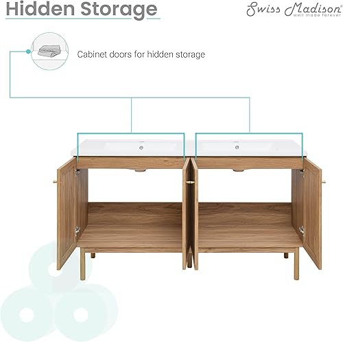 Vista 418 de Swiss Madison Classe - Lavabo de baño de roble de 24 pulgadas incluido