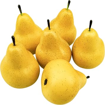 6pcs Fake Yellow Pears,Realistic Artificial Fruits for Home Decor