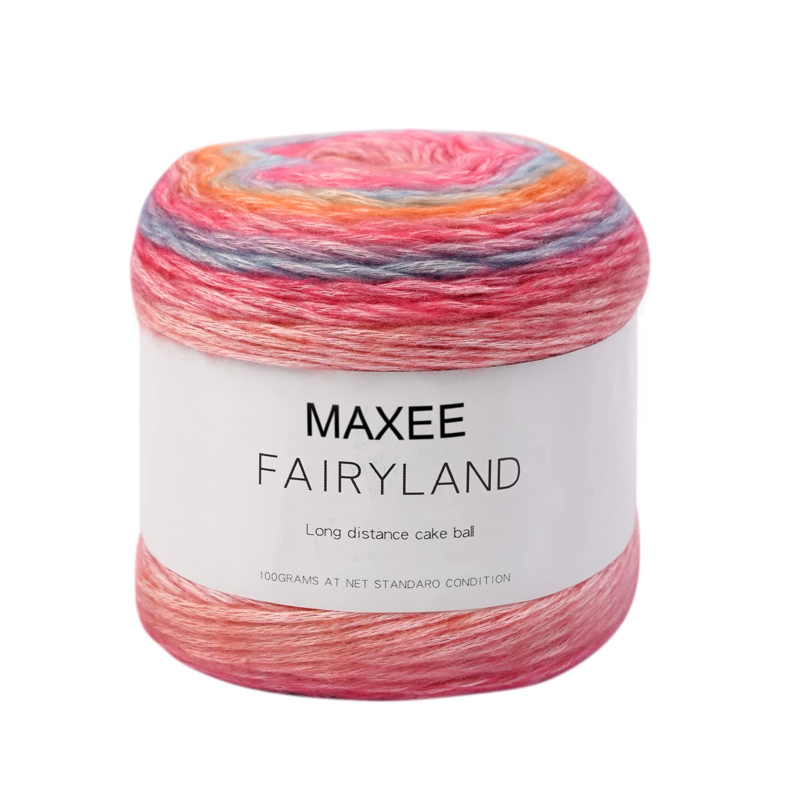 Maxee Farbverlaufsgarn, 100g 250 Meter Cupcake Bobbel, Regenbogenstreifen, Mehrfarbiges Gradient Häkelgarn, Häkeln Baumwoll Strickgarn, zum Pullover, Hüte, Mütze, Schal, Decke