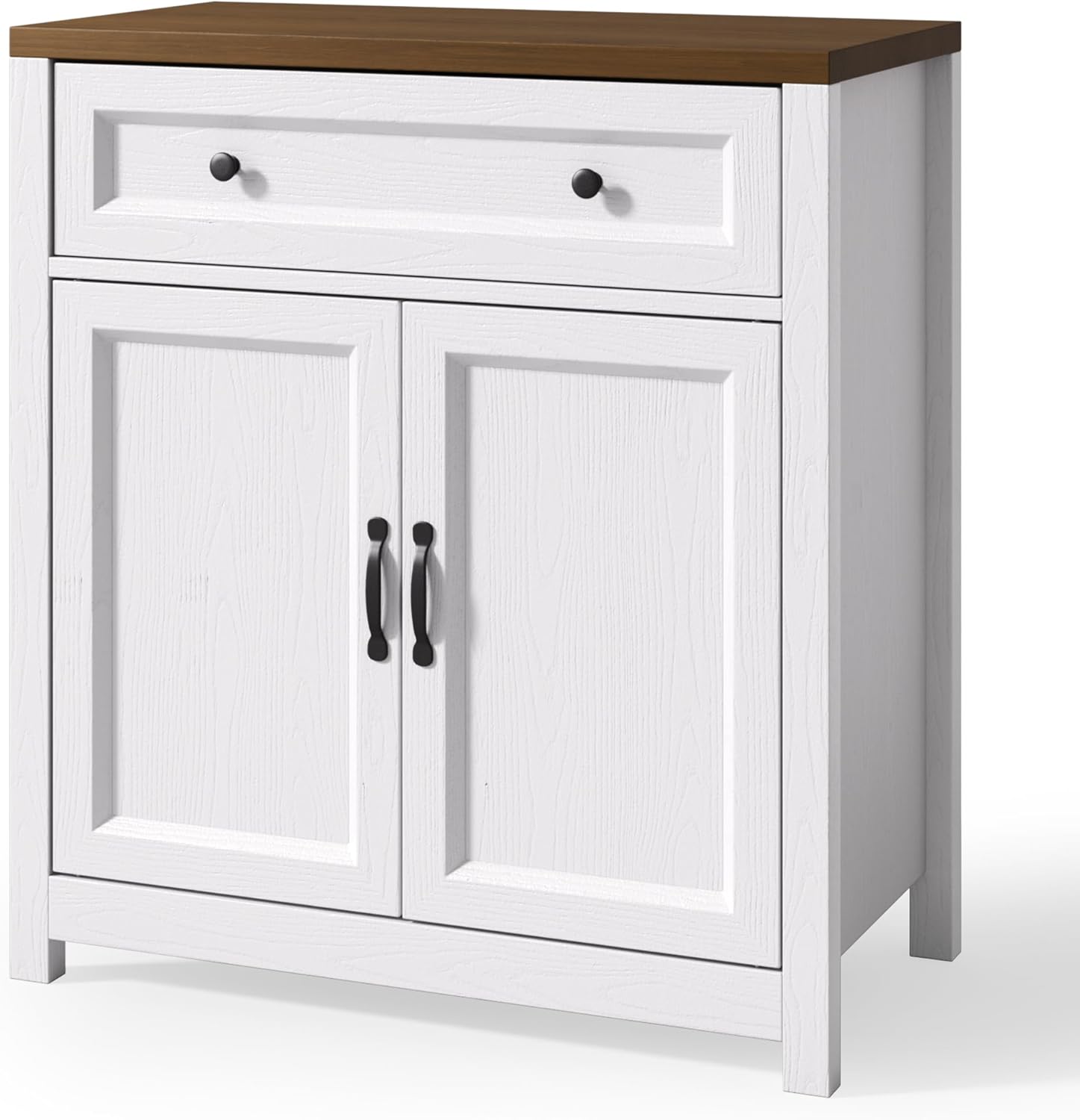 Gizoon Kitchen Storage Cabinet with Adjustable Shelf, Farmhouse Coffee Bar Sideboard Buffet with Large Drawer, Barn Door, 30"W x 15.6"D x 33.3"H Freestanding Cabinet for Kitchen, Living Room, Entryway