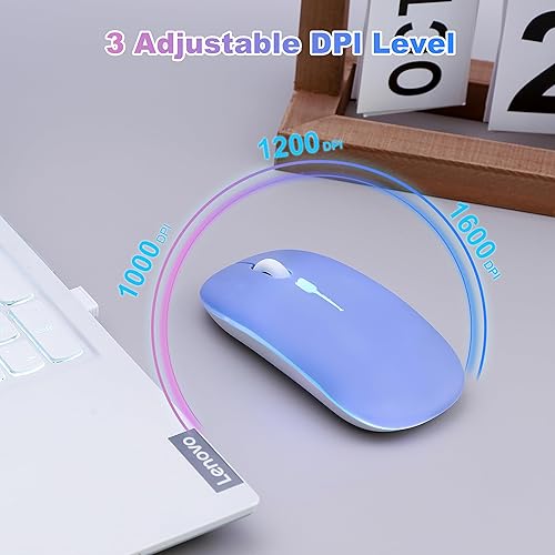 Miniatura 6 de Ratón inalámbrico Bluetooth recargable de larga duración modo dual  BT 5.2 y 2.4G silencioso RGB LED, mouse ergonómico delgado y portátil para