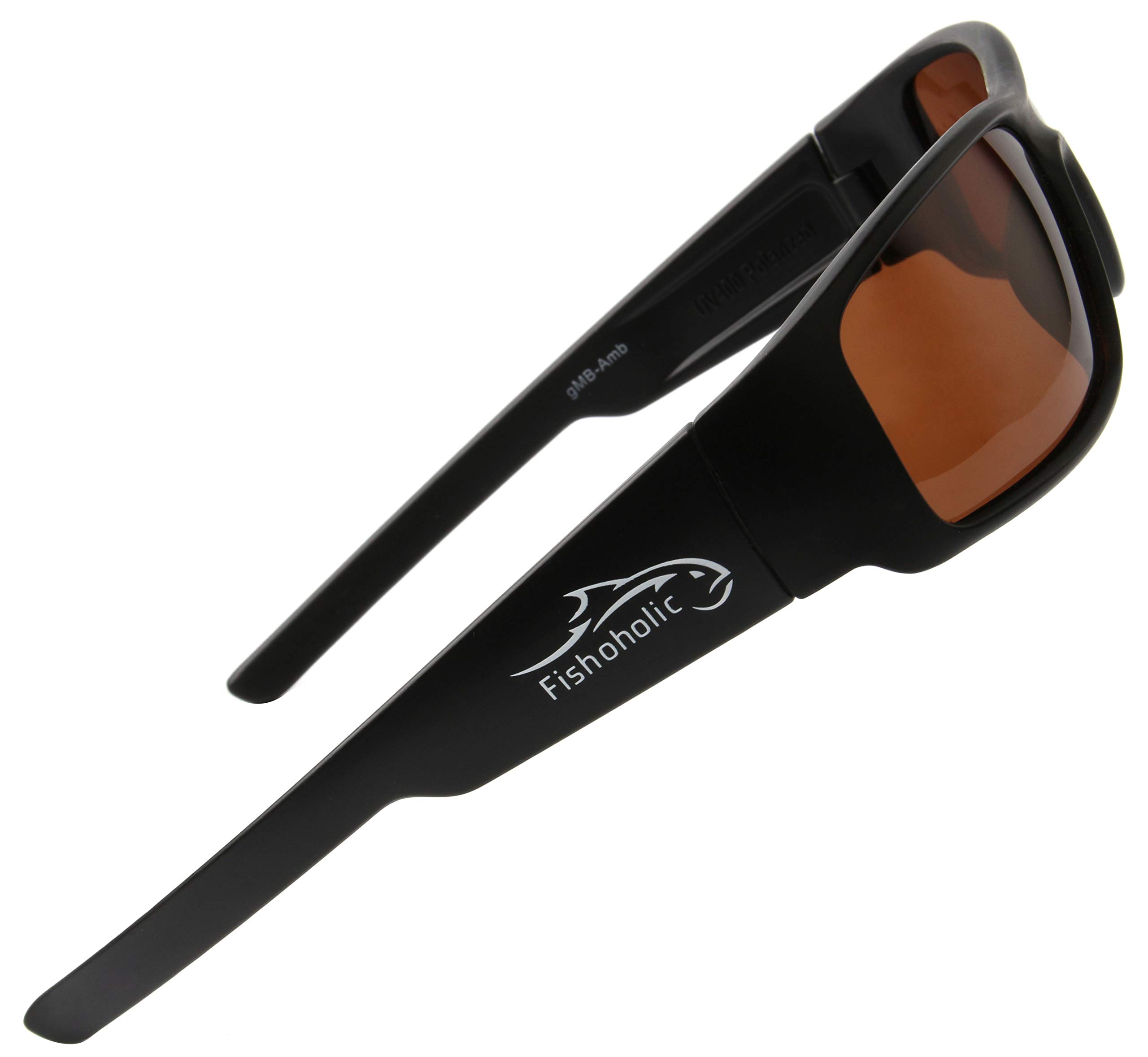 Fishoholic Occhiali da sole polarizzati da pesca UV400 (14 opzioni) regalo di pesca con custodia rigida e custodia, ambra, 1 size fits most