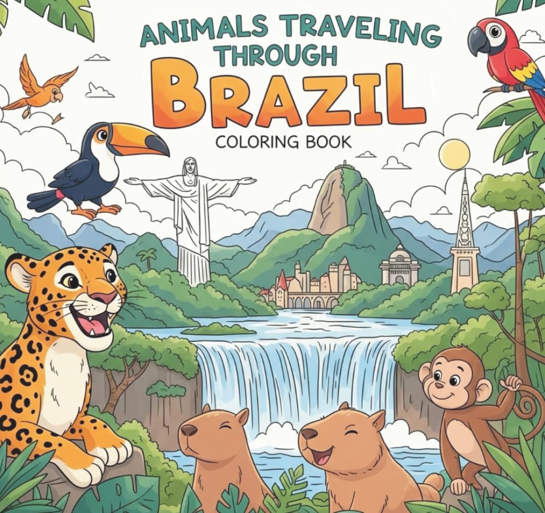 Animals Traveling Through Brazil: Coloring Book (Animals Traveling Around the World)