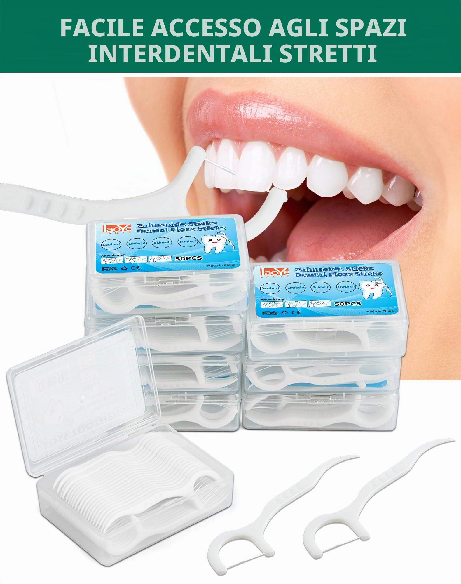 Filo Interdentale 400 Pezzi Fili Interdentali per la Cura dei Denti con Stuzzicadenti, Filo Interdentale Usa e Getta per la Pulizia dei Denti Mantiene La Bocca Fresca e Pulita per Tutta Famiglia