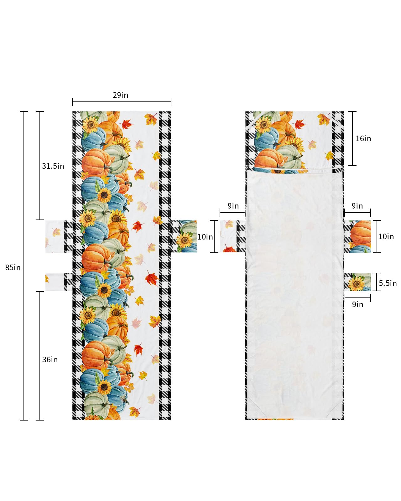 Blue Orange Teal Pumpkins Fall Beach Lounge Chair Towel Cover, Soft Chaise Lounge Towel with Side Pockets Patio Pool Chairs Cover for Beach/Pool Sunbathing 29x85 Black Plaid Maple Leaf Thanksgiving