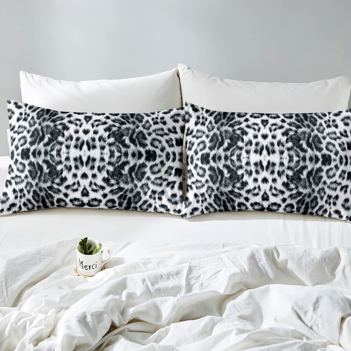 Bedding Piumino leopardato per ragazze ragazzi e bambini moderno in bianco e nero ghepardo set di biancheria da letto reversibile animali selvatici piumini leopardata con inserto per letto 230x220cm