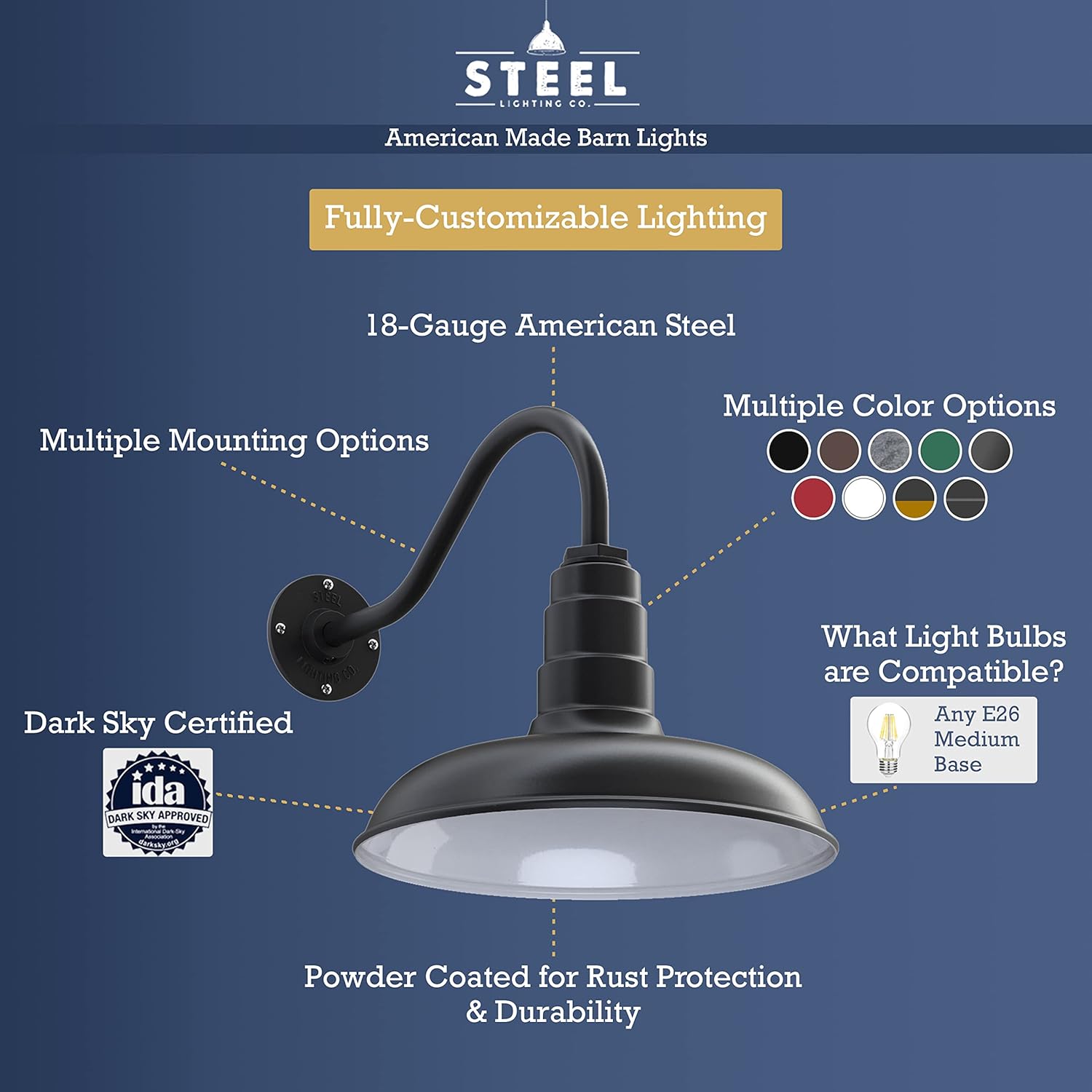 Buy Steel Lighting Co. Topanga Barn Light Dusk to Dawn Sensor Outdoor
