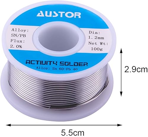 Miniatura 4 de AUSTOR Alambre de soldadura de núcleo de colofonia de plomo de estaño 60-40 para soldadura eléctrica (0.047 in, 3.53 oz)